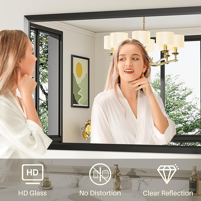 Briivue 36x30 Inch Black Bathroom Mirror