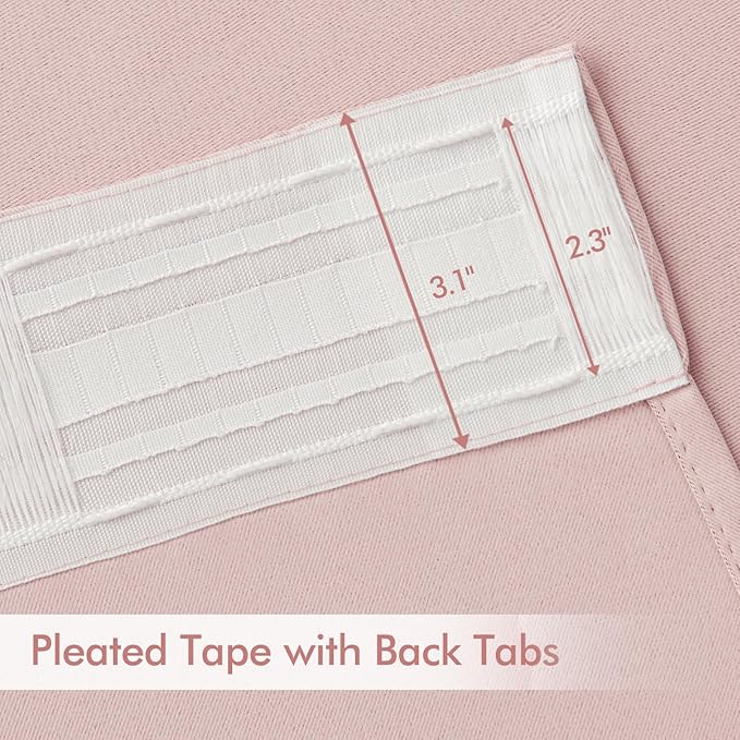MIULEE Baby Pink Back Tab Blackout Curtains 108 Inch Long 2 Panels Set