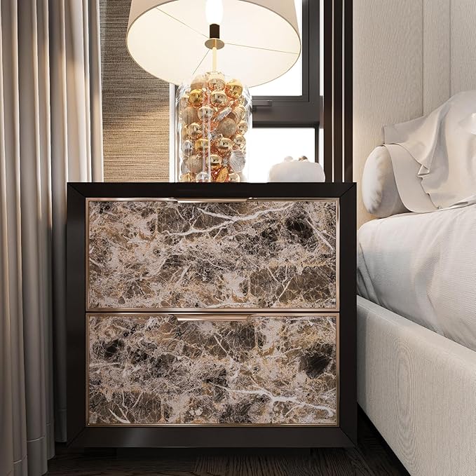 BAYYA Extra Wide Marble Granite Peel and Stick Wallpaper Brown Thicken