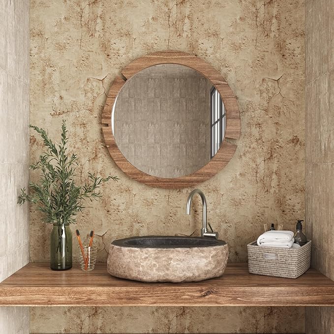 VEELIKE Aged Tan Concrete Wallpaper Peel and Stick Distressed Beige Limewash