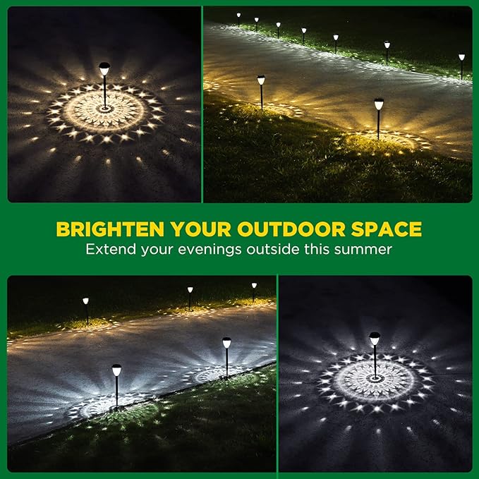 URAGO Super Bright Solar Lights Outdoor Waterproof-10 Pack, Dusk to Dawn Up to 12 Hrs Solar Powered Outdoor Pathway Garden Lights Auto On/Off, LED Landscape Lighting Decorative for Walkway Patio Yard