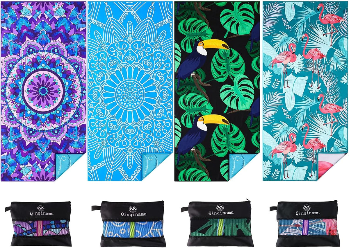 Skiennix Microfiber Beach Towels - Oversized 71x32" Sand-Free Travel Essentials for Adults & Kids