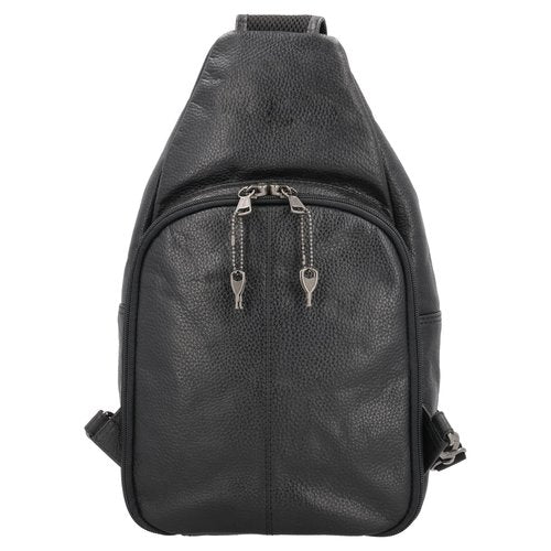 Lady Conceal Grayson Large Leather Sling Backpack with Locking Zippers (Black)