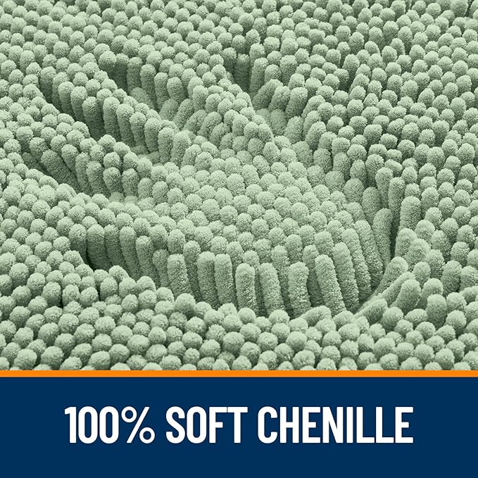 OLANLY Bathroom Rugs 70x24, Extra Soft Absorbent Chenille Bath Rugs, Rubber Backing Quick Dry, Machine Washable Bath Mats for Bathroom Floor, Tub and Shower, Home Decor Accessories, Sage Green