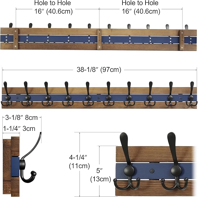 SKOLOO Rustic Wall Mounted Coat Rack