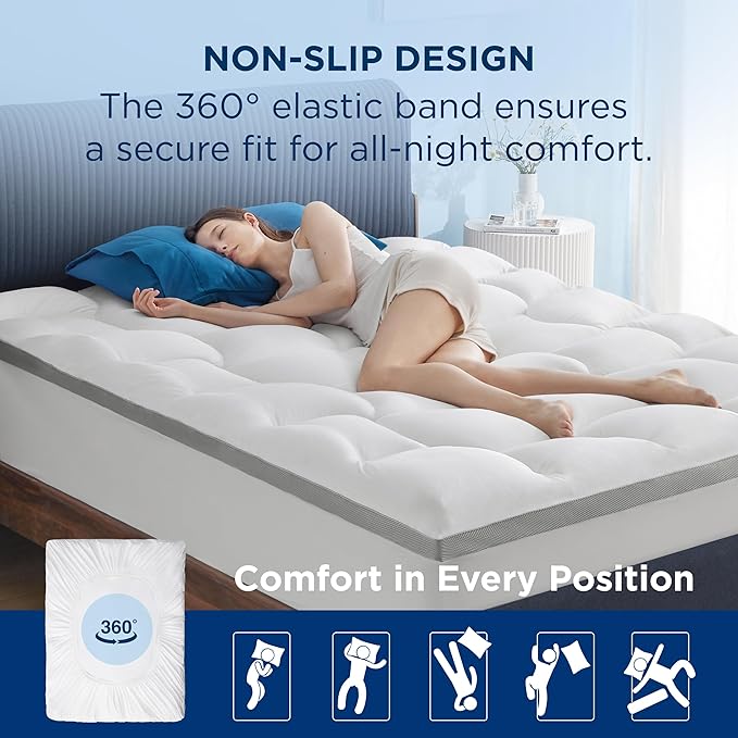 Bedsure California King Mattress Topper - Pillow Top Cal King Size Mattress Protector with 8-21 Inches Deep Pocket, 800 GSM Extra Thick Waterproof Bed Pad Fitted for Home, Bedroom, Hotel - White
