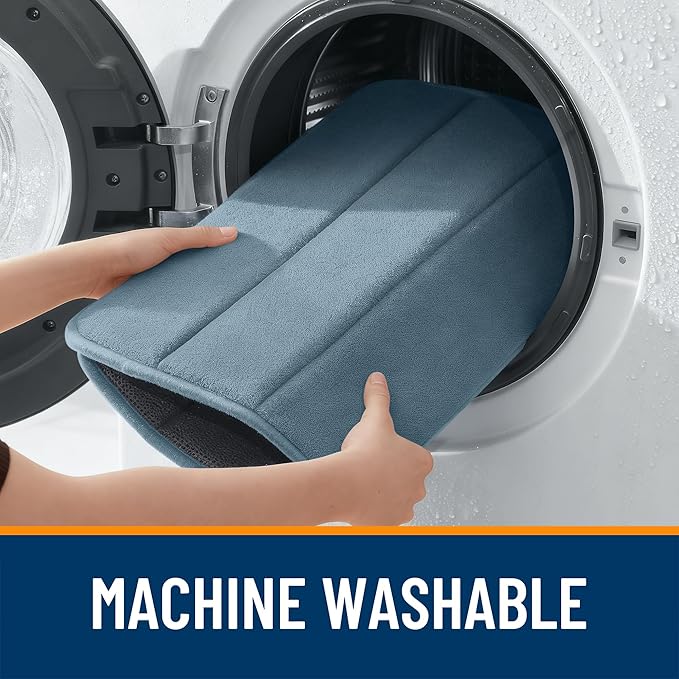 OLANLY Memory Foam Bath Mat 59x35, Super Soft Absorbent Bathroom Rugs, Quick Dry, Machine Washable Shower Floor Rugs, Bathmat Carpet, Bathroom Home Decor Accessories, Airy Blue
