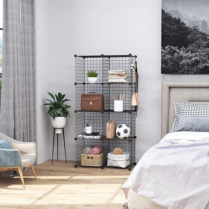 C&AHOME Wire Cube Storage, 8-Cube Organizer Metal C Grids Storage, Storage Bins