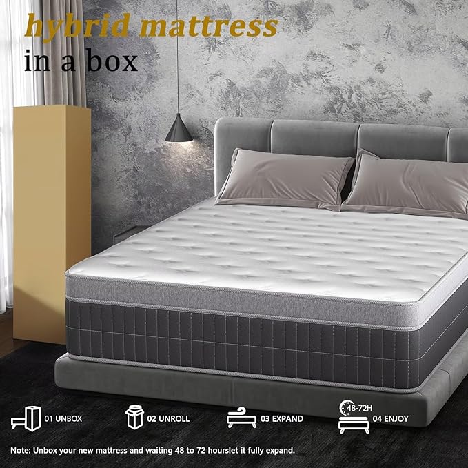 inight Twin Mattress 12 Inch, Individual Wrapped Pocket Springs Zoned Hybrid Mattress with Gel Memory Foam, Ergonomic Pressure Relief, Enhanced Edge Support, Breathable Comfort Night, 365-Night Trial