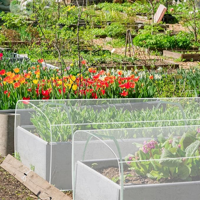 Woanger 2 Pack Garden Netting for Raised Beds Rectangular Pest Barrier with Hoops for Garden Protection Plant Mesh Netting with Drawstring Plants Vegetables Fruits Flowers (for 6x3x1 ft)