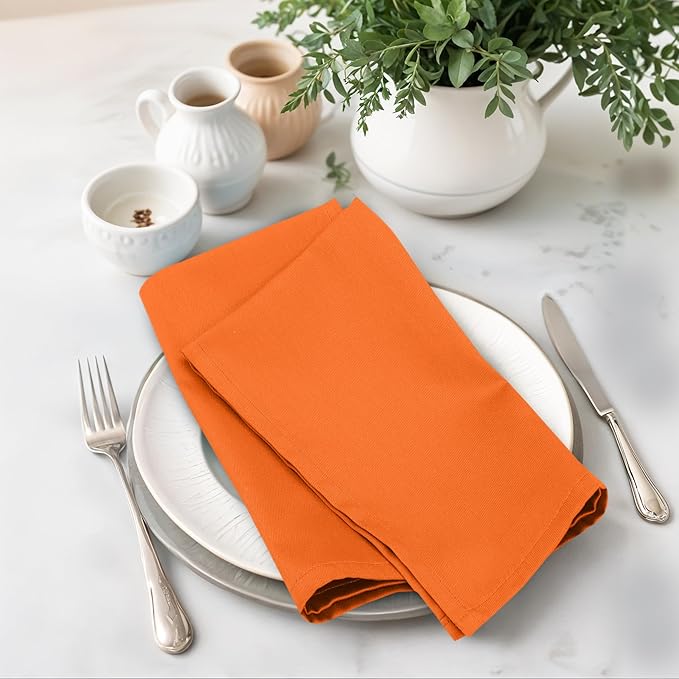 Zoyer Cloth Napkins Set of 12, 18x18 Inches Cotton Enrich Napkins Cloth ‎Washable, Soft & Durable Dinner Napkins for Parties, Wedding, Christmas, ‎Thanksgiving & Everyday Use - Orange