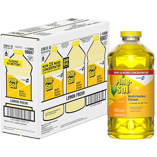 CloroxPro Pine-Sol Multi-Surface Cleaner, All Purpose Cleaner, Lemon Fresh, 80 Fluid Ounces, Pack of 3 (Package May Vary)