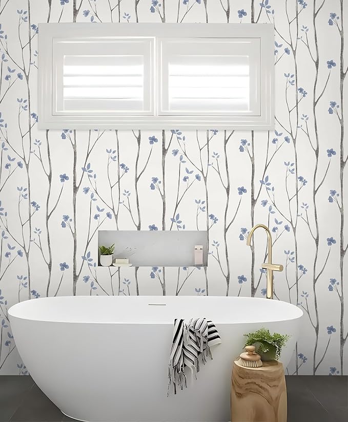 Timeet Purple Peel and Stick Wallpaper Removable Self-Adhesive Floral Wall