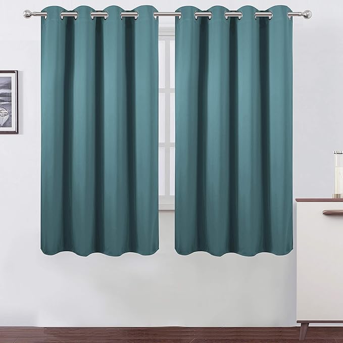 LEMOMO Sea Teal Thermal Blackout Curtains/52 x 63 Inch/Set of 2 Panels Room