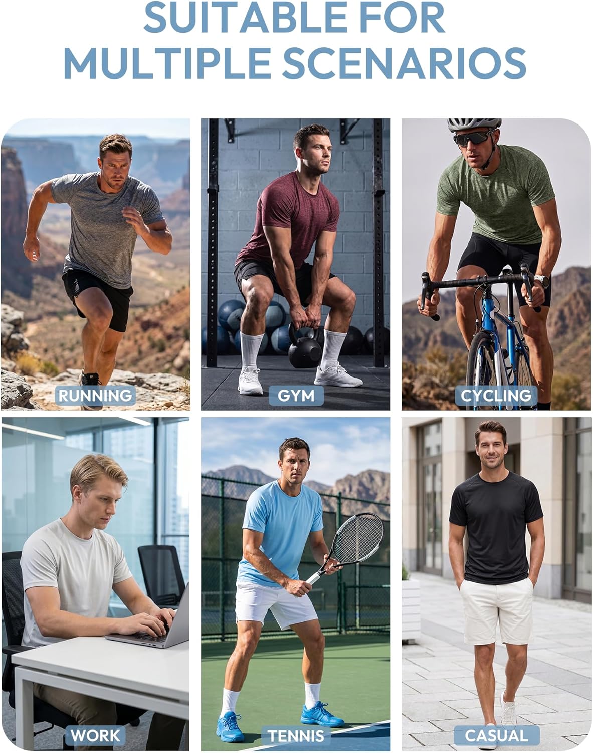 Skiennix Men's Athletic Workout Shirt - Short Sleeve Quick Dry Moisture-Wicking T-Shirt