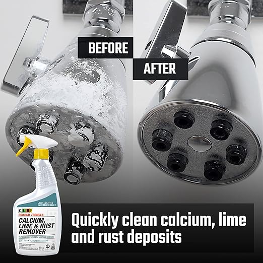 CLR PRO Calcium, Lime & Rust Remover - Quickly Removes Calcium and Lime Deposits, Stubborn Rust Stains, and Household Hard Water Deposits (32 Ounce Spray (Pack of 6))