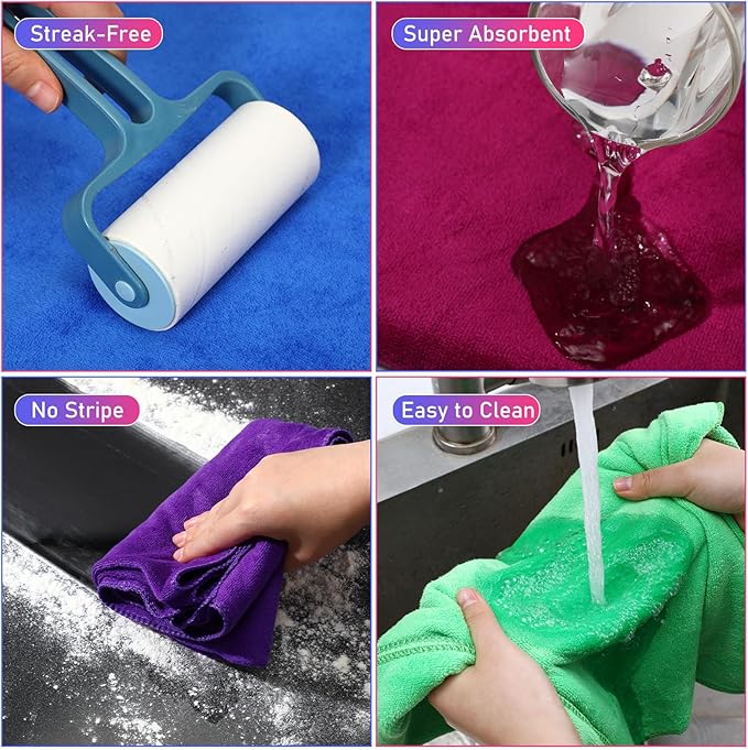 12 Pcs Extra Large Microfiber Cleaning Cloths Bulk 30 x 20 Washable Reusable Microfiber Rags Absorbent Cleaning Towels for Floor Glass Window Car Kitchen Bathroom House(Dark Color)