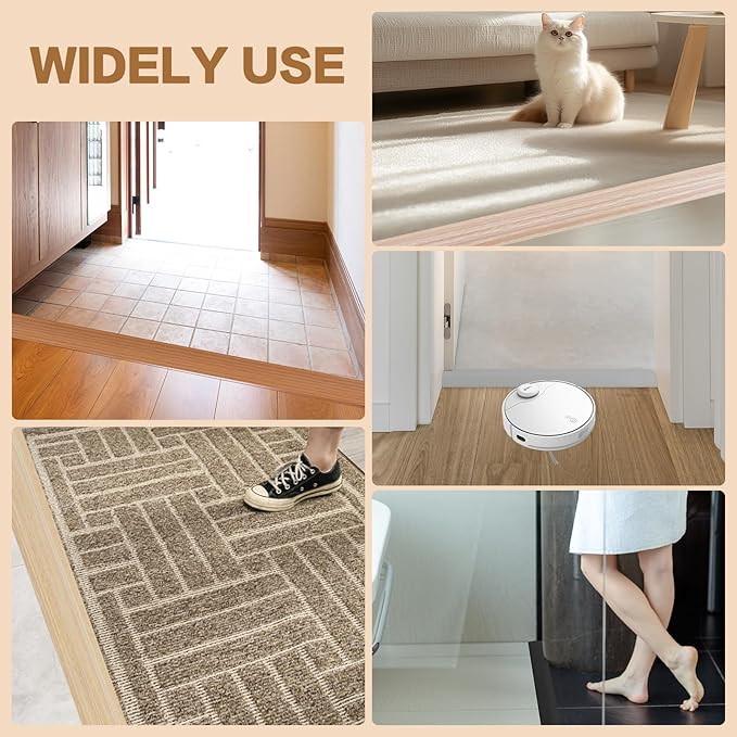 Floor Transition Strip Vinyl Door Threshold Ramp Self Adhesive Carpet Edging Strip Doorway Edge Trim, Overlap Edge Reducer for Laminate Carpet, Floor, Tile (Gray, 2/5" to 3/5", 3.3Ft)