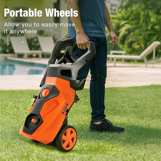 BILT HARD 1.76 GPM 2300 PSI Electric Pressure Washer, Power Motor with Stainless Steel Wand, 4 Spray Nozzles, Built-in Detergent Tank, 20Ft Hose, 35Ft Power Cord for Cars/Driveway/Fences/Home/Patios