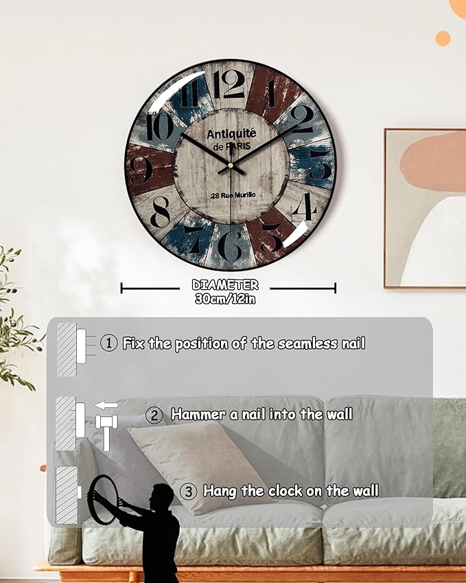 Decorative Wall Clocks Batterys Operated, Retro Wall Clock