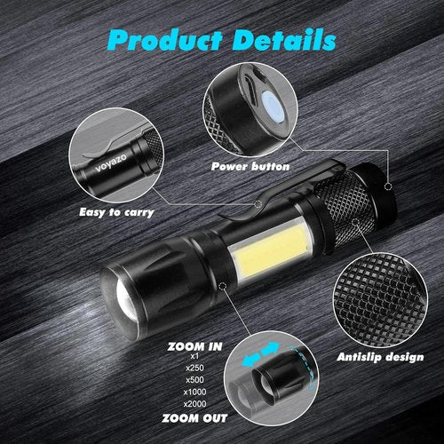 KunHe 6 Pack USB Rechargeable Mini Small LED Flashlights Bulk Camping Lantern Flashlight Bright High Lumens EDC Flash Light