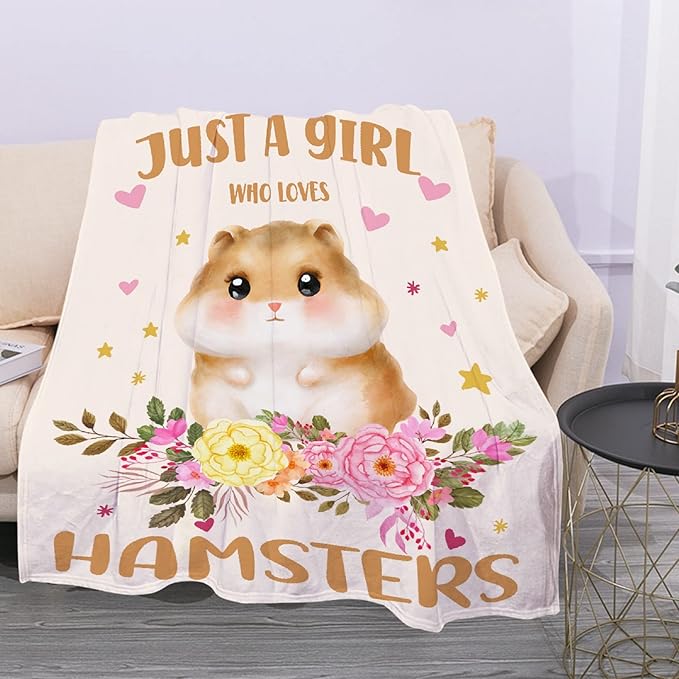 Just A Girl Who Loves Hamsters Blanket Lightweight Cozy Flannel Fleece Throw Blanket Best Gift Home Decor for Bed Couch Outdoor Camping 40"x30" XS for Pets Toddler