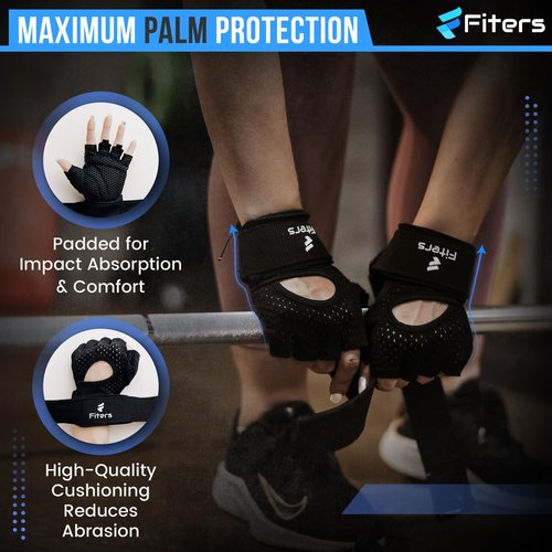 Fiters Workout Gloves with Lifting Straps (Medium)