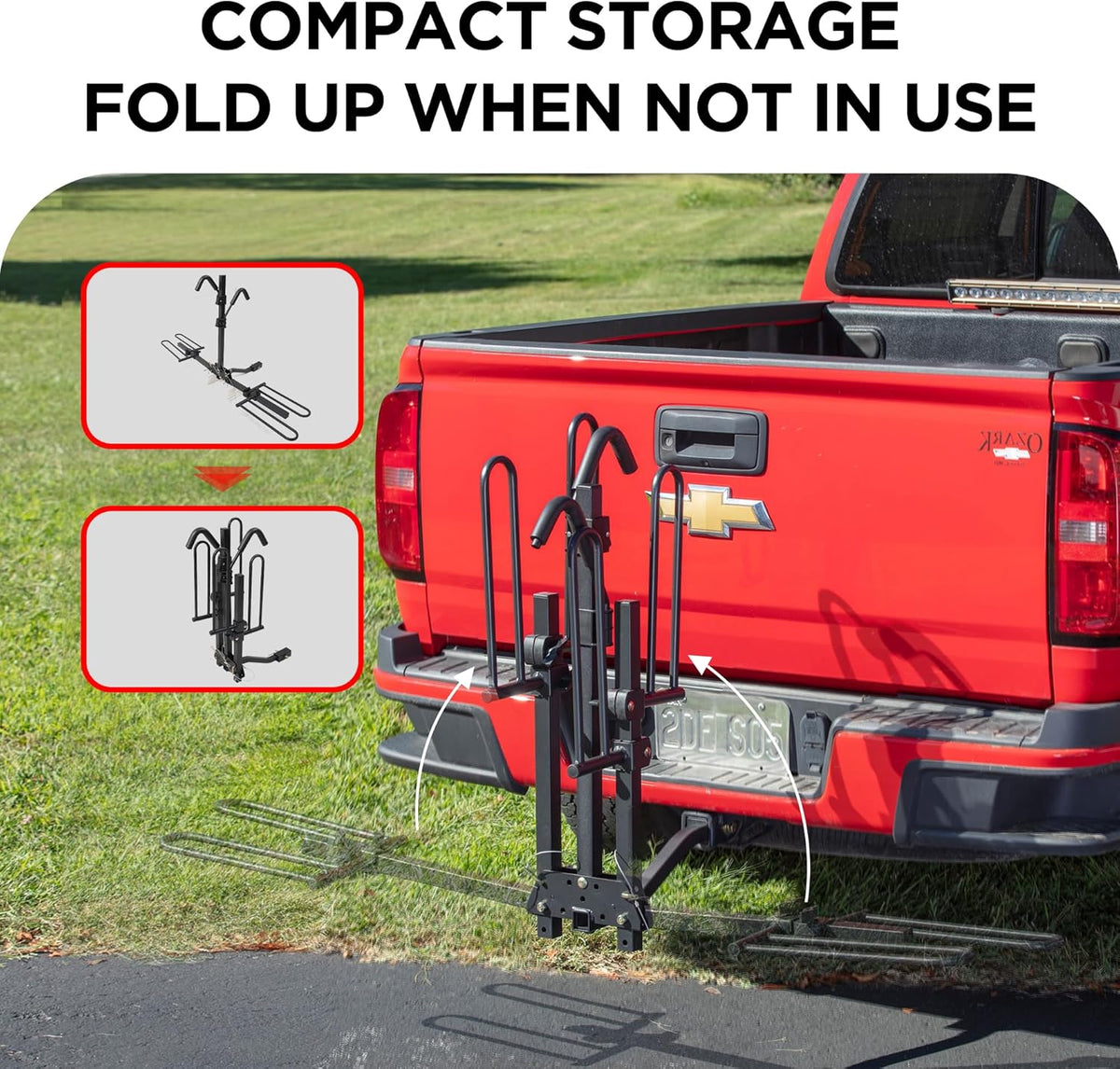 Young 2 Bike Rack - Foldable Hitch Mount Bicycle Carrier for Cars, SUVs & Trucks - 80 lbs Capacity