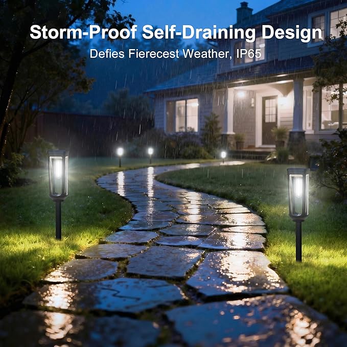 Solar Pathway Lights Outdoor Waterproof IP65, 8 Pack Cool White Solar Walkway Lights, Auto On/Off Outdoor Light for Lawn Garden Patio Driveway Decor Landscape Lighting