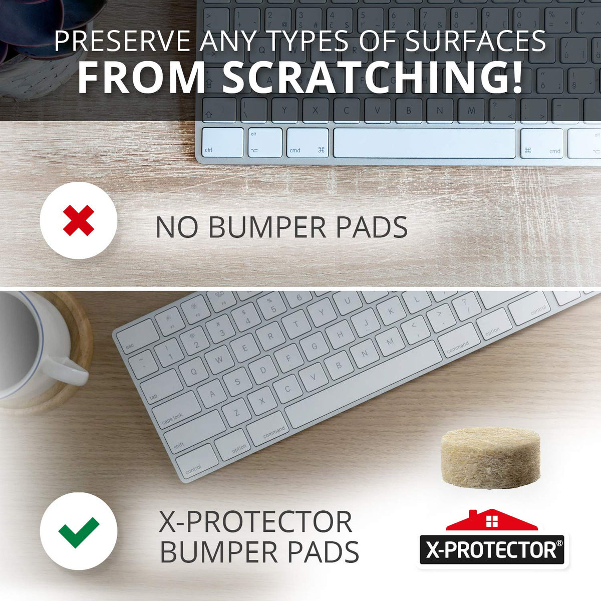 Cabinet Door Bumpers X-Protector 150 PCS - Small Felt Pads 3/8” - Ideal Beige Felt Bumpers - Self-Adhesive Thick Felt Dots - Bumper Pads to Protect Glass & Other Surfaces! (Beige)