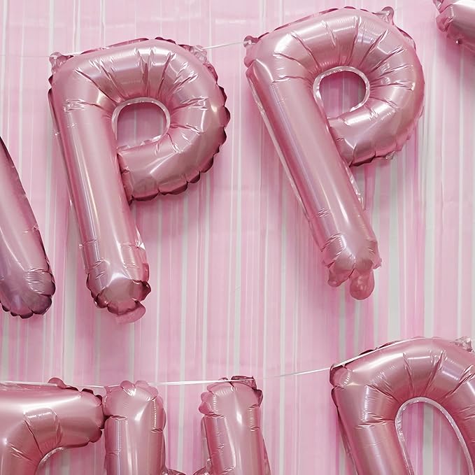 Metallic Pink Happy Birthdays Banner - GREATRIL Party Decorations for Birthdays/Unicorn/Princess/Butterfly Happy Birthdays Letters (Pink)