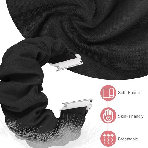 Lamshaw Compatible with Dyurwa P97 & Soudorv P97 Smart Watch Band, Scrunchie Elastic Fabric Replacement Straps, Black, One Size