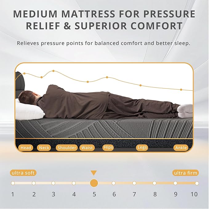 14 Inch King Size Mattress in a Box, Copper Memory Foam Mattress with Cooling Cover, Medium Firm for Pressure Relief, Fiberglass-Free, CertiPUR-US Certified, Foam Made in USA, 76"x80"x14"