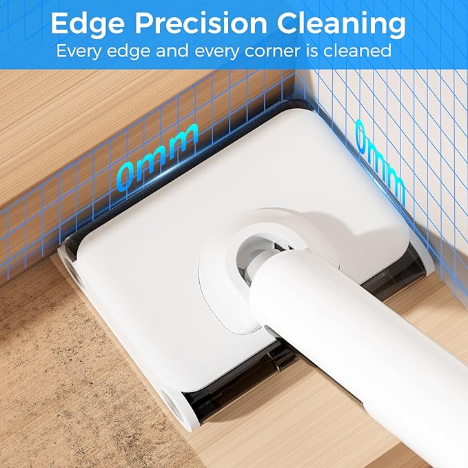 Wet Dry Vacuum Cleaner, 180° Lay-Flat Cordless Vacuum Mop Combo with Edge Cleaning, All-in-One Floor Cleaner for Hard Floors, 45mins Runtime, Full-Path Self-Cleaning&185℉ Flashdry
