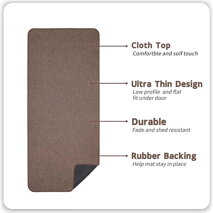 Bath Mat,Ultra Thin Bathroom Runner Rugs,Large Bath Mats for Bathroom,Quick Dry,Non-Slip,Machine Washable,Low Pile,Bath Rug,Shower Outside,Sink,Home Decor Accessories.Brown,3'x5'(36x60inch)