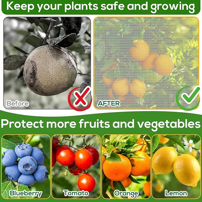 5.9 x 5.9 ft Fruit Tree Netting Cover with Zipper and Drawstring,Gardens Insect Netting Plant Cover Transparent Birds Plant Barrier Flowers Fruit Mesh Screen for Preventing Deer Squirrel Bug