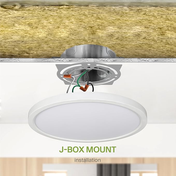 ASD LED 12" Round Flush Mount Ceiling Light Fixture, Low Profile Surface Lighting | 5CCT, Dimmable, Ultra-Thin, ETL Listed | 24W 2000LM 2700-6000K 100-277V | Kitchen, Hallway Lamp | White, 12 Pack