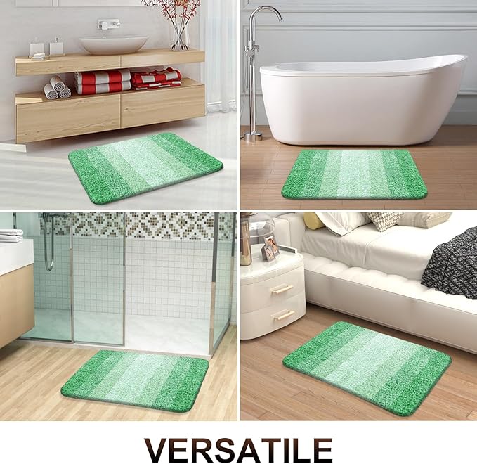 OLANLY Bathroom Runner Rugs 59x20, Extra Soft Absorbent Microfiber Bath Rugs, Rubber Backing, Quick Dry, Machine Washable Bath Mats for Bathroom Floor, Tub and Shower, Home Decor Accessories, Green