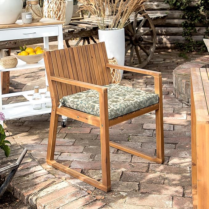 LVTXIII Outdoor Chair Cushions 18.5"x16"x2" Pack of 2, Water-Repellent Square Corner Memory Foam Seat Cushions with Ties for Garden Patio Furniture, Floral Symphony‌
