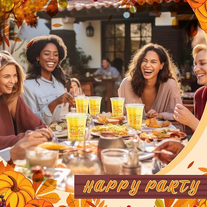 Meanplan 50 Pcs 12oz Fall Baby Shower Party Plastic Cups A Little Pumpkin is On The Way Disposable Clear Cups for Thanksgiving Autumn Baby Shower Gender Reveal Supplies Decorations(Orange)