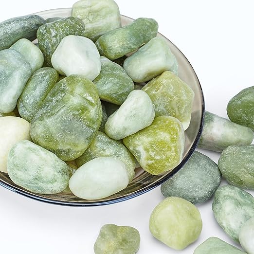 Pulovin 30 lbs Jade Pebbles for Indoor Plants, 1-2 Inch Polished River Rocks, Decorative Garden Rocks Outdoor Landscaping, Large Natural Stone for Walkways, Yard, Vases, Crafts