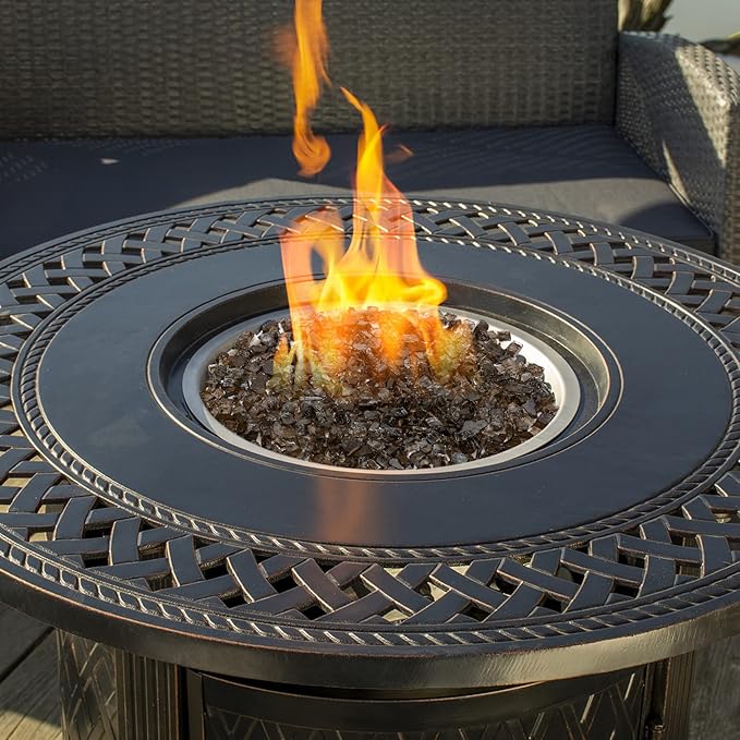 Mr. Fireglass 10 Pounds Fire Glass - 1/4 Inch High Luster Reflective Tempered Fire Pit Glass Rocks for Propane & Natural Gas Fire Pit Table Fireplace and Landscaping, Bronze