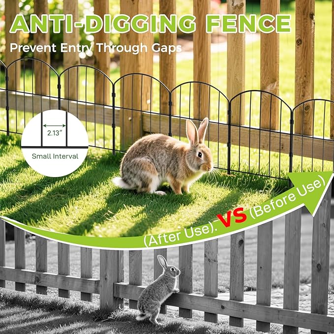 VANCASTLE Decorative Garden Fence Outdoor, Total 10.5ft (L) x 24in (H), Rustproof Metal Landscape Barrier Fence, Black Fence for Yard, Patio Lawn, 10 Panels