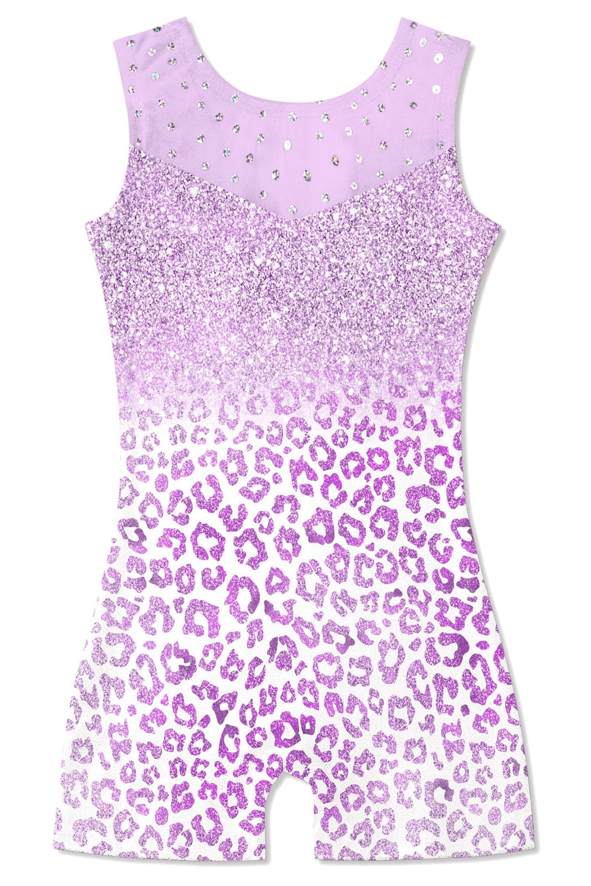 uideazone Little Girls Gymnastics Leotards 4t 5t Purple Leopard Ballet Unitards Sparkle Sequin Mesh Biketard Athletic Dance Wear for Kids