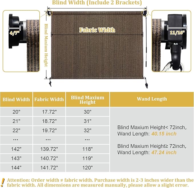 Shade&Beyond Custom Size Outdoor Roller Shades Cordless Patio Roll Up Blinds