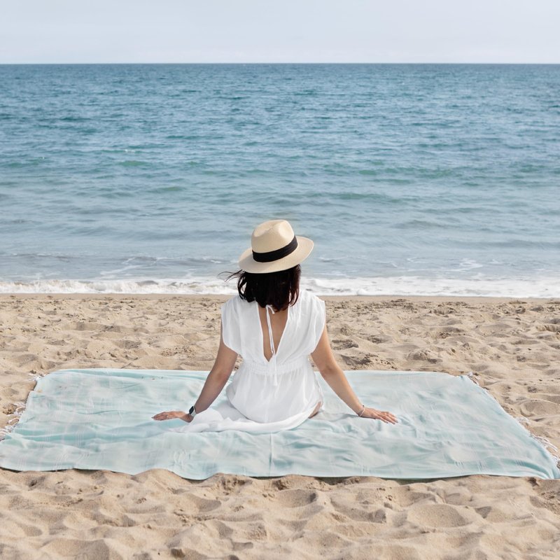 WETCAT Turkish Beach Blanket Sandproof (82"x82") 100% Turkish Cotton, Made in Turkey - Sand Free, Ultra Soft, Extra Large Throw for Picnic – Dark Purple
