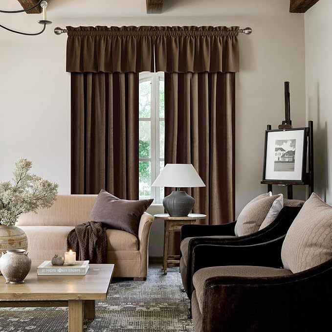 NICETOWN Brown Velvet Curtains 84 inches Length