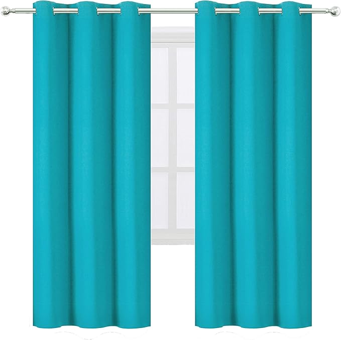 LEMOMO Teal Thermal Blackout Curtains/42 x 72 Inch/Set of 2 Panels Room