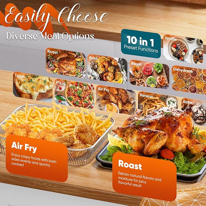 Nuwave Bravo Pro Convection Air Fryer Toaster Oven Combo, 2025 New and Improved, 10-in-1, 50°-450°F Temp Controls, Quick & Even Crisp Technology, 21Qt Capacity, Vanilla Cream, PFAS Free
