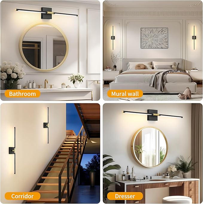 Morauroral 36 Inch Battery Operated Wall Sconces Set of 2, Dimmable Battery